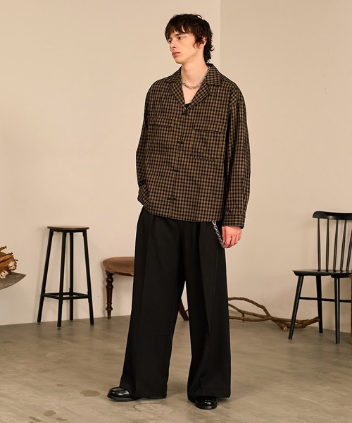 Forte（フォルテ）（フォルテ）の「Grid Check Open Collar Shirt/グリッドチェックオープンカラーシャツ（シャツ/ブラウス・メンズ・ブラック系その他/ブラウン系その他・M/L）」の12枚目の写真