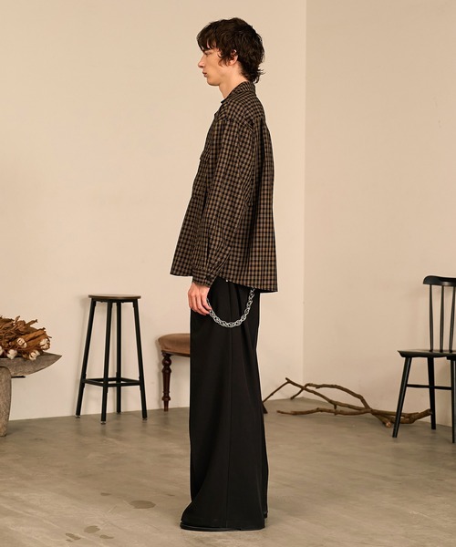 Forte（フォルテ）（フォルテ）の「Grid Check Open Collar Shirt/グリッドチェックオープンカラーシャツ（シャツ/ブラウス・メンズ・ブラック系その他/ブラウン系その他・M/L）」の15枚目の写真