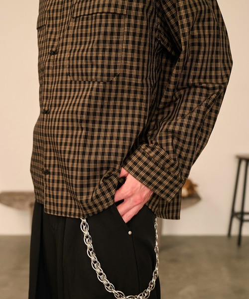 Forte（フォルテ）（フォルテ）の「Grid Check Open Collar Shirt/グリッドチェックオープンカラーシャツ（シャツ/ブラウス・メンズ・ブラック系その他/ブラウン系その他・M/L）」の20枚目の写真