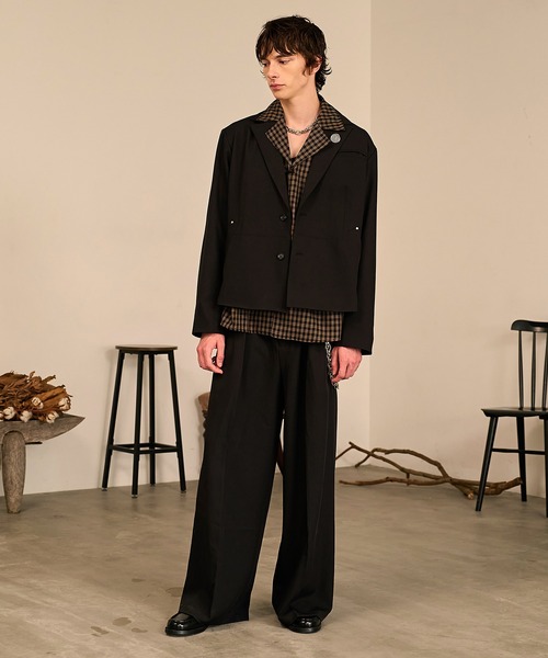 Forte（フォルテ）（フォルテ）の「Grid Check Open Collar Shirt/グリッドチェックオープンカラーシャツ（シャツ/ブラウス・メンズ・ブラック系その他/ブラウン系その他・M/L）」の3枚目の写真