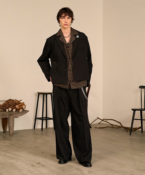 Forte（フォルテ）（フォルテ）の「Grid Check Open Collar Shirt/グリッドチェックオープンカラーシャツ（シャツ/ブラウス・メンズ・ブラック系その他/ブラウン系その他・M/L）」の13枚目の写真