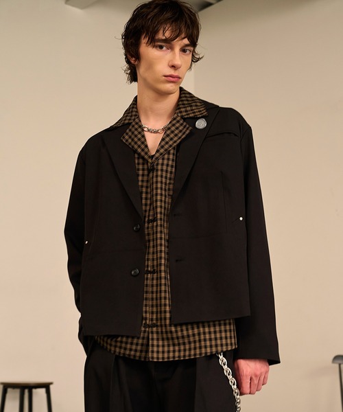 Forte（フォルテ）（フォルテ）の「Grid Check Open Collar Shirt/グリッドチェックオープンカラーシャツ（シャツ/ブラウス・メンズ・ブラック系その他/ブラウン系その他・M/L）」の7枚目の写真