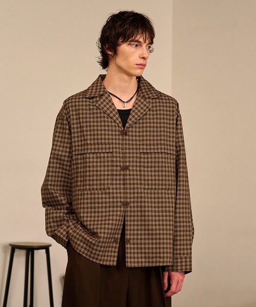 Forte（フォルテ）（フォルテ）の「Grid Check Open Collar Shirt/グリッドチェックオープンカラーシャツ（シャツ/ブラウス・メンズ・ブラック系その他/ブラウン系その他・M/L）」の22枚目の写真