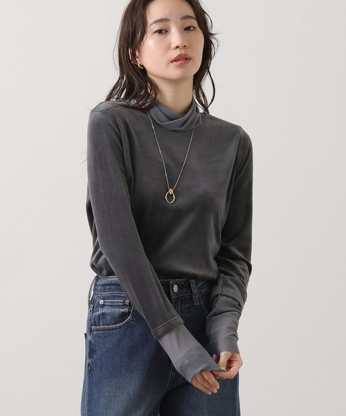 Gready Brilliant(グレディブリリアン)の「ベロア×シアータートル(Tシャツ/カットソー・レディース・アイボリー/ブラック/ブラウン/グレー・38)」の3枚目の写真