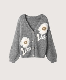 Knitting Flower Jacquard Cardigan
