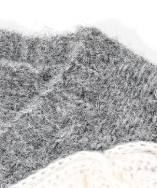 LA POMME jours(ラポミ・ジュール)の「Knitting Flower Jacquard Cardigan(カーディガン/ボレロ・レディース・グレー/アイボリー・FREE)」の3枚目の写真