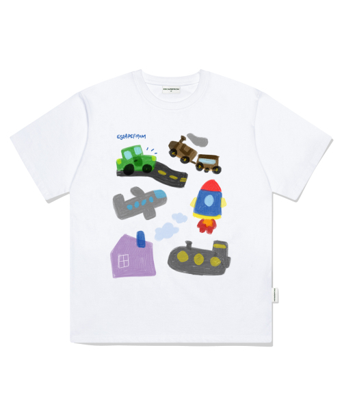 ESCAPEFROM（エスケープフロム）の「ドローイングトゥゴープリントオーバーサイズ半袖Tシャツホワイト（Tシャツ/カットソー・レディース・その他・SMALL/MEDIUM/LARGE）」の2枚目の写真