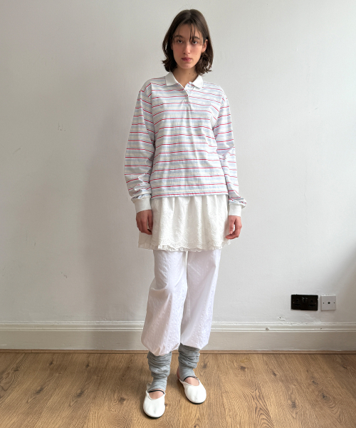 SINOON(シヌーン)の「Stripe PK Shirt (Blue)(ポロシャツ・レディース・ブルー・FREE)」の2枚目の写真