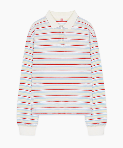 SINOON(シヌーン)の「Stripe PK Shirt (Blue)(ポロシャツ・レディース・ブルー・FREE)」の4枚目の写真