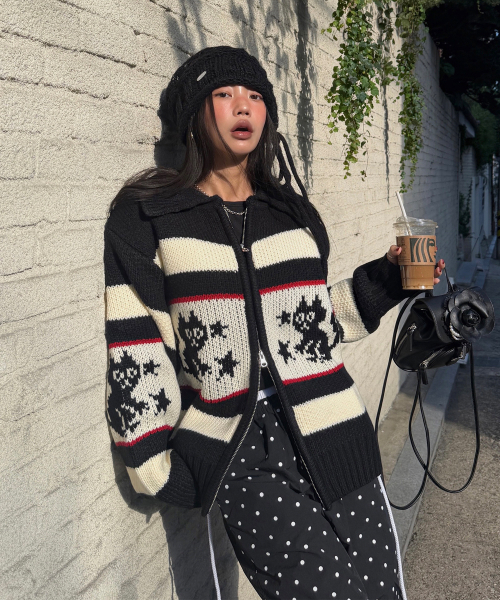 STAR CAT COWICHAN CARDIGAN BLACK