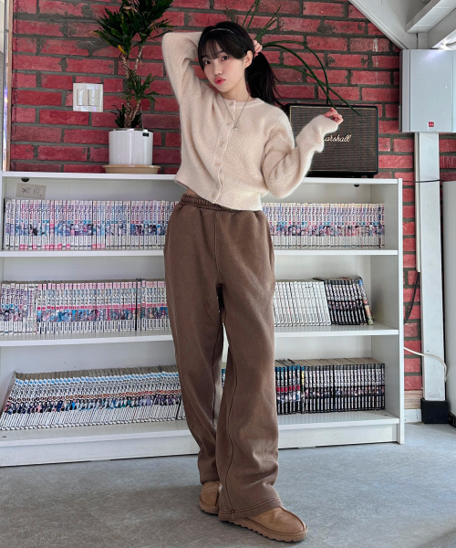 Verdnt（バーダント）の「(裏起毛)ベーシックワイドスウェットパンツ [モカ]（スウェットパンツ・レディース・その他・SMALL/MEDIUM/LARGE）」の3枚目の写真