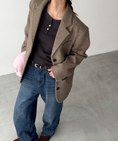 CANAL JEAN（キャナルジーン）の「El mar　チェックウールジャケット（テーラードジャケット・レディース・チェック・ONE SIZE）」の2枚目の写真