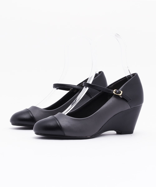 attagirl(アタガール)の「フロントベルト付バイカラーウエッジパンプス(パンプス・レディース・ネイビー/ブラック/ベージュ系その他/グレー・M/LL/L/S)」の2枚目の写真