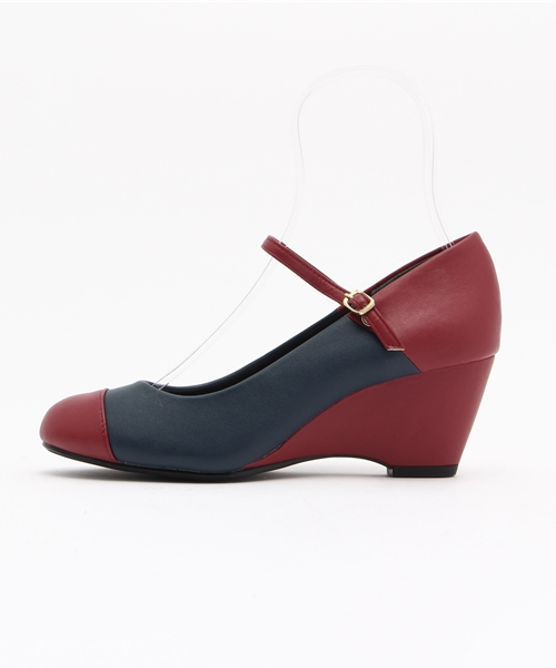 attagirl(アタガール)の「フロントベルト付バイカラーウエッジパンプス(パンプス・レディース・ネイビー/ブラック/ベージュ系その他/グレー・M/LL/L/S)」の5枚目の写真