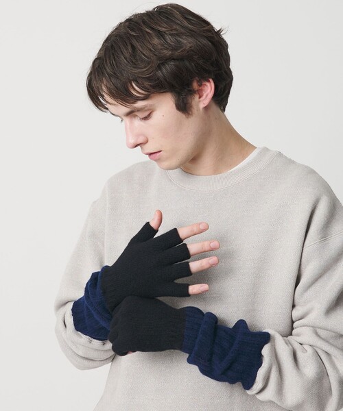 美品 Maison Margiela フィンガーレス グローブ ネイビー 手袋 美品 Maison Margiela フィンガーレス グローブ ネイビー 手袋