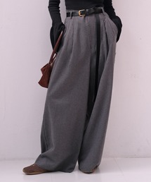 AKTE | ハイウエストネップタッチワイドパンツ(その他パンツ)