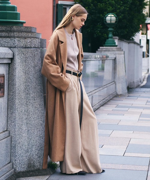 AKTE（アクテ）の「ハイウエストネップタッチワイドパンツ（その他パンツ・レディース・ベージュ/チャコールグレー・1/2/2T）」の21枚目の写真