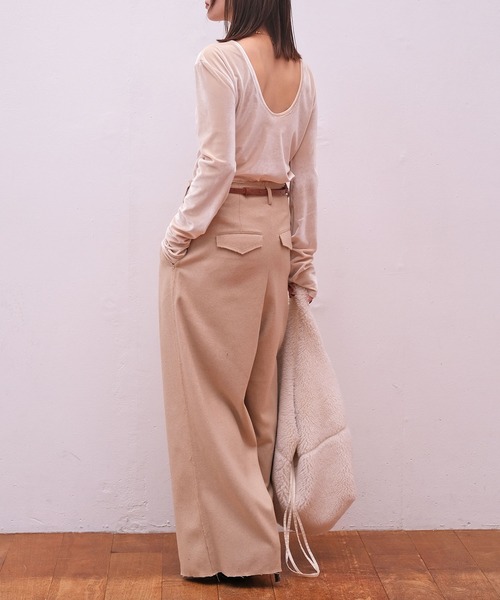 AKTE（アクテ）の「ハイウエストネップタッチワイドパンツ（その他パンツ・レディース・ベージュ/チャコールグレー・1/2/2T）」の18枚目の写真