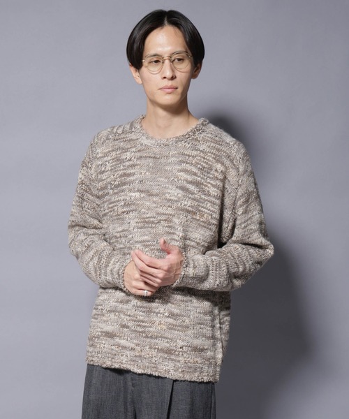 NANO universe(ナノユニバース)の「「COFIL」 PAVONE HOLIDAY メランジクルーネックニット(ニット/セーター・メンズ・グレー/オレンジ・M/L)」の2枚目の写真