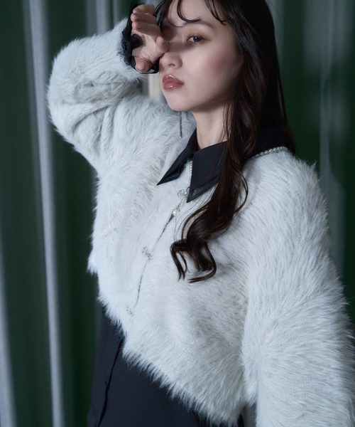 シャギーチャイナニットカーディガン(HARE)（カーディガン/ボレロ