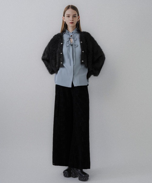 HARE(ハレ)の「シャギーチャイナニットカーディガン(HARE)(カーディガン/ボレロ・レディース・ブラック/ライトグレー/パープル・FREE)」の5枚目の写真