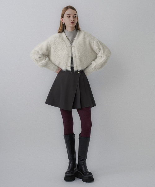 HARE(ハレ)の「シャギーチャイナニットカーディガン(HARE)(カーディガン/ボレロ・レディース・ブラック/ライトグレー/パープル・FREE)」の7枚目の写真