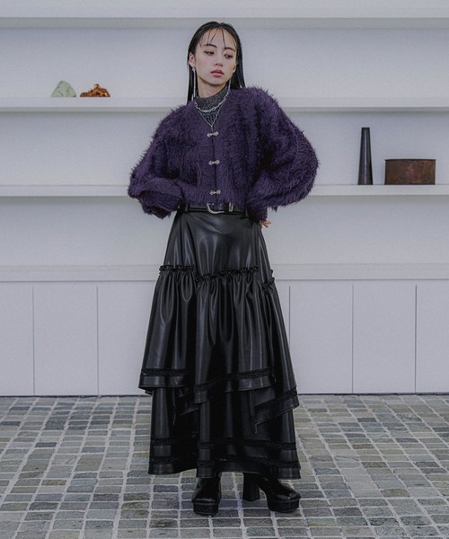 HARE(ハレ)の「シャギーチャイナニットカーディガン(HARE)(カーディガン/ボレロ・レディース・ブラック/ライトグレー/パープル・FREE)」の9枚目の写真