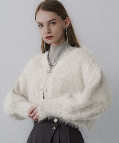 HARE(ハレ)の「シャギーチャイナニットカーディガン(HARE)(カーディガン/ボレロ・レディース・ブラック/ライトグレー/パープル・FREE)」の18枚目の写真