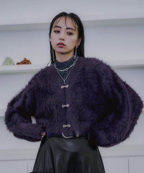 シャギーチャイナニットカーディガン(HARE)（カーディガン/ボレロ