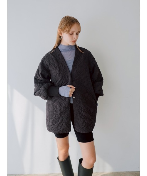 sahara（サハラ）の「Reversible Flower Quilting Coat/リバーシブルフラワーキルティングコート（その他アウター・レディース・ブラック/アイボリー・FREE）」の10枚目の写真