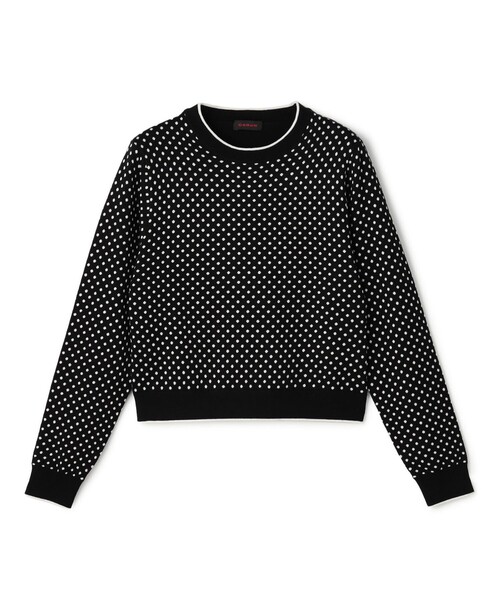 コットンカシミヤ ドットジャカードクルーネックプルオーバー（ニット
