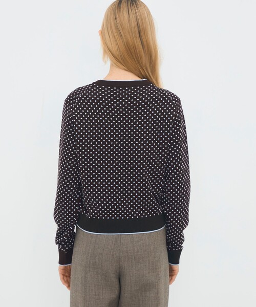 コットンカシミヤ ドットジャカードクルーネックプルオーバー（ニット