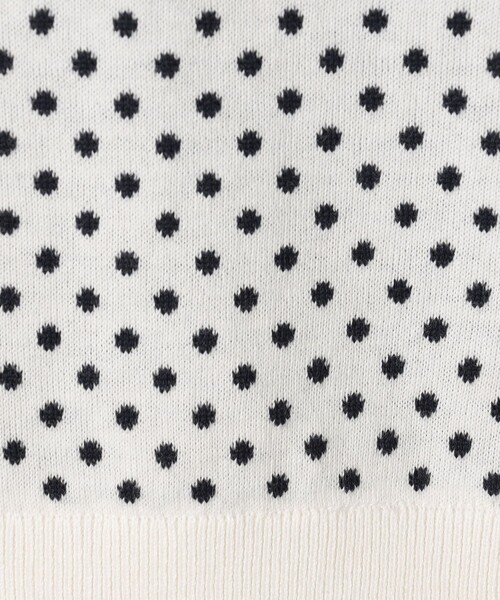 コットンカシミヤ ドットジャカードクルーネックプルオーバー（ニット