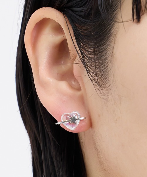 gargle(ガーグル)の「gargle ガーグル:GARGLE COREシリーズ 韓国アクセ ハート土星 ピアス(ピアス(両耳用)・レディース・ブルー/ホワイト・FREE)」の3枚目の写真