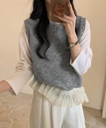 ニットベスト レディースチョッキ 重ね着