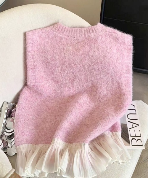 Miniministore(ミニミニストア)の「ニットベスト レディースチョッキ 重ね着(ベスト・レディース・グレー/ピンク/アイボリー・FREE)」の20枚目の写真