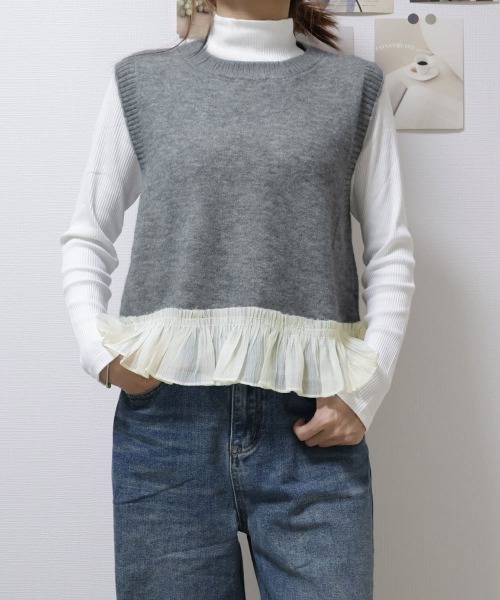 Miniministore(ミニミニストア)の「ニットベスト レディースチョッキ 重ね着(ベスト・レディース・グレー/ピンク/アイボリー・FREE)」の21枚目の写真