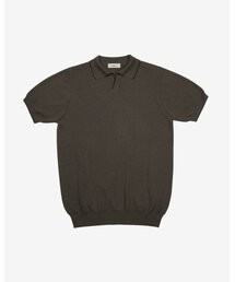 Combination collar knit (Brown)