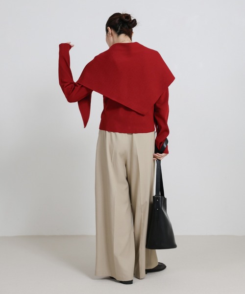 select MOCA（セレクトモカ）の「ニットスカーフセットカーディガン（ニット/セーター・レディース・グレー/レッド/ブラウン/ブラック・FREE）」の6枚目の写真