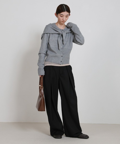 select MOCA（セレクトモカ）の「ニットスカーフセットカーディガン（ニット/セーター・レディース・グレー/レッド/ブラウン/ブラック・FREE）」の7枚目の写真