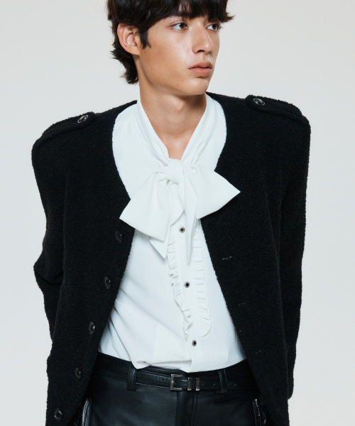 UNTAGE（アンテージ）の「プッシュボウラッフルフラケットブラウス[ホワイト(MAN)]_UTS-FS89（シャツ/ブラウス・メンズ・その他・FREE）」の4枚目の写真