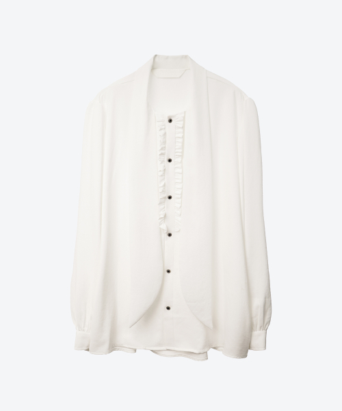 UNTAGE（アンテージ）の「プッシュボウラッフルフラケットブラウス[ホワイト(MAN)]_UTS-FS89（シャツ/ブラウス・メンズ・その他・FREE）」の6枚目の写真
