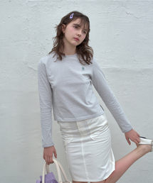 HANE（ハネ）の「H Needlework T-shirt_Green Stripe（Tシャツ/カットソー）」