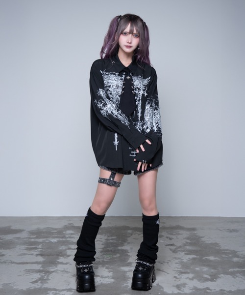 REFLEM（レフレム）の「『REFLEM/レフレム』ネクタイ付きプリントシャツ（シャツ/ブラウス・レディース・ホワイト/ブラック・FREE）」の11枚目の写真