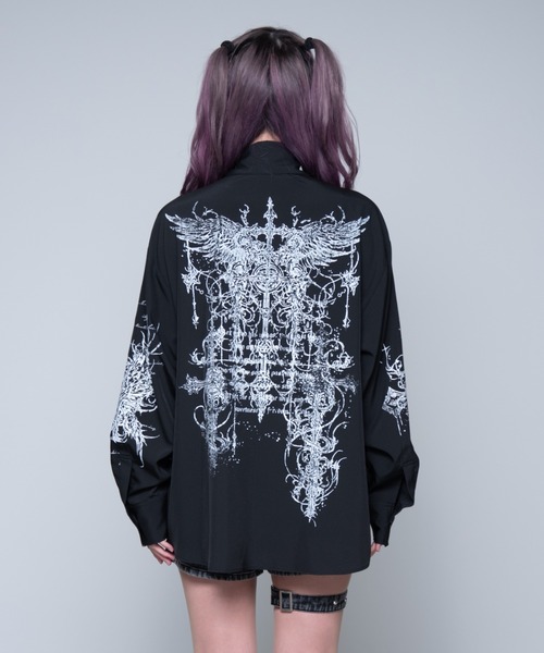 REFLEM（レフレム）の「『REFLEM/レフレム』ネクタイ付きプリントシャツ（シャツ/ブラウス・レディース・ホワイト/ブラック・FREE）」の9枚目の写真