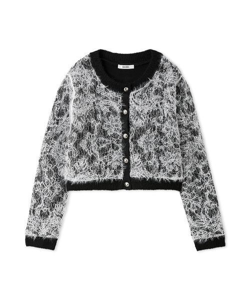 SNIDEL（スナイデル）の「ストラクチャーレースニットカーディガン（カーディガン/ボレロ・レディース・ライトブルー/アイボリー/ブラック・F）」の2枚目の写真