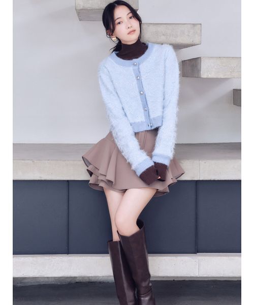 SNIDEL（スナイデル）の「ストラクチャーレースニットカーディガン（カーディガン/ボレロ・レディース・ライトブルー/アイボリー/ブラック・F）」の14枚目の写真