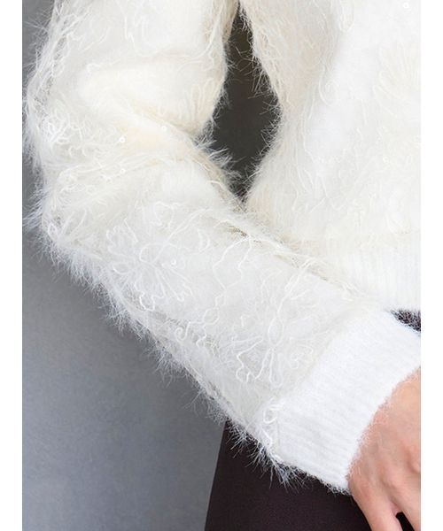 SNIDEL（スナイデル）の「ストラクチャーレースニットカーディガン（カーディガン/ボレロ・レディース・ライトブルー/アイボリー/ブラック・F）」の10枚目の写真