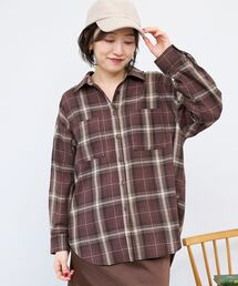 《手洗い可能》チェックオーバーシャツ