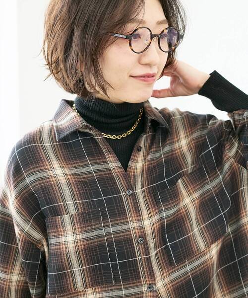 le.coeur blanc(ルクールブラン)の「《手洗い可能》チェックオーバーシャツ(シャツ/ブラウス・レディース・ブラック系その他/ブラウン系その他2・38)」の15枚目の写真